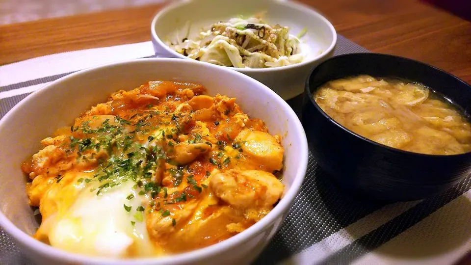 親子丼ﾄﾏﾄver.の晩ごはん✨|kaz(*･ω･)さん