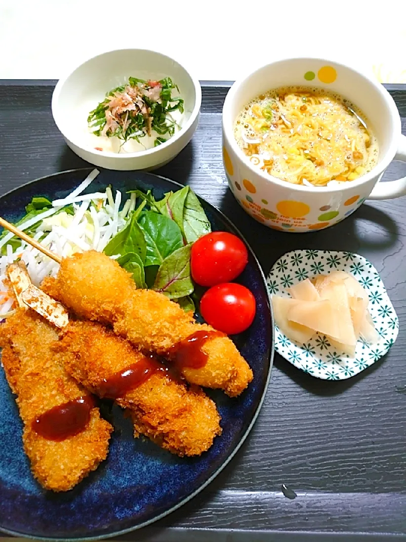 串カツで一杯🍺

と言っても、手抜きしました😁|🍒ふみりん🍒さん