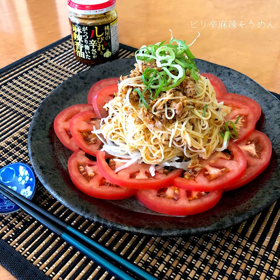 家事ヤロウのピリ辛麻辣そうめん|なだちいさん