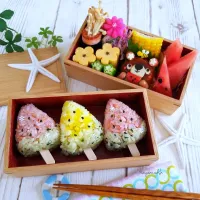 Snapdishの料理写真:スイカバーおにぎり弁当🍉🍉🍉