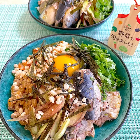 「きゅうり」を使ってみたSnapdishの料理・レシピ写真:鯖缶＆納豆deぶっかけ！低糖質麺♬