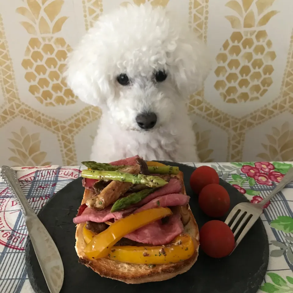 Snapdishの料理写真:ローストビーフのオープンサンド🥪|Ｌilicaさん