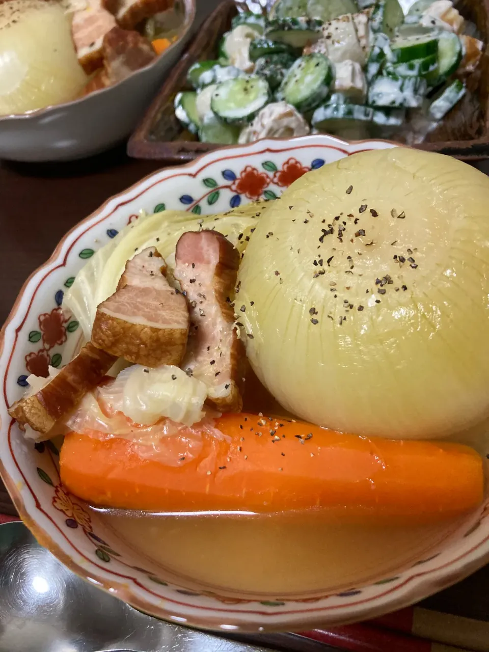 Snapdishの料理写真:8月13日晩ご飯。ポトフ、ちくきゅう。|あやさん