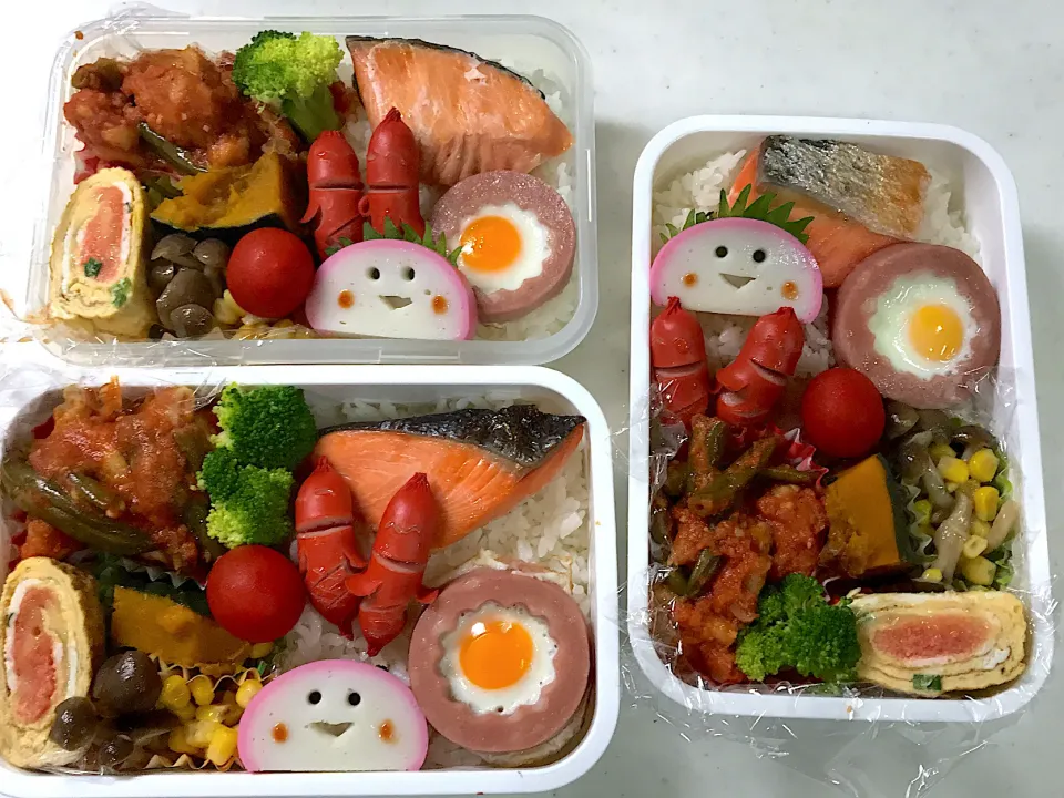 Snapdishの料理写真:2020年8月14日　ムスコ・ムスメ＆オレ弁当♪|クッキングおやぢさん