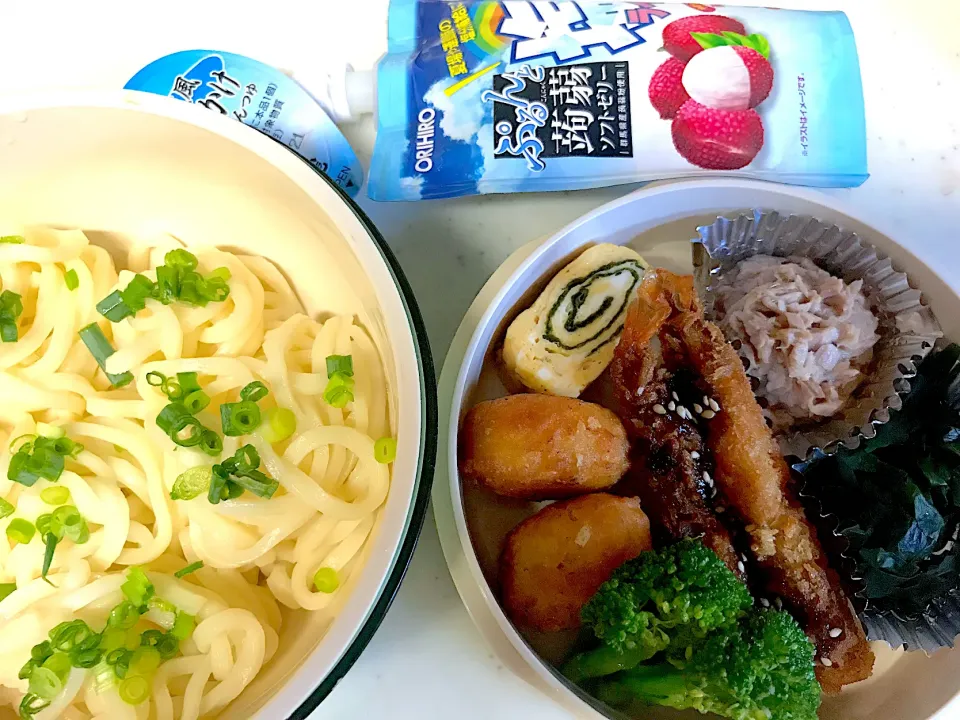 お盆でも練習。頑張れ息子！！うどん弁当|ピンキーさん