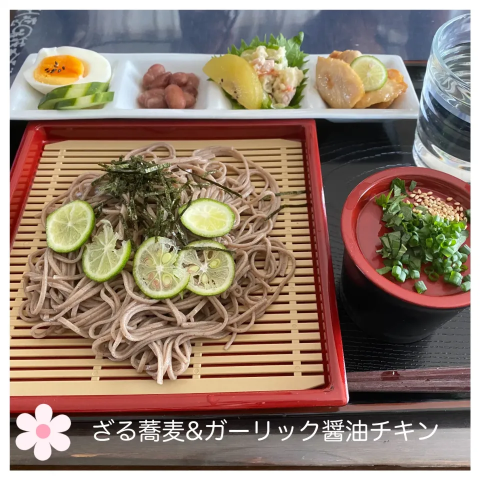 Snapdishの料理写真:ざる蕎麦&糀甘酒で柔らかガーリック醤油チキン|いのっちさん