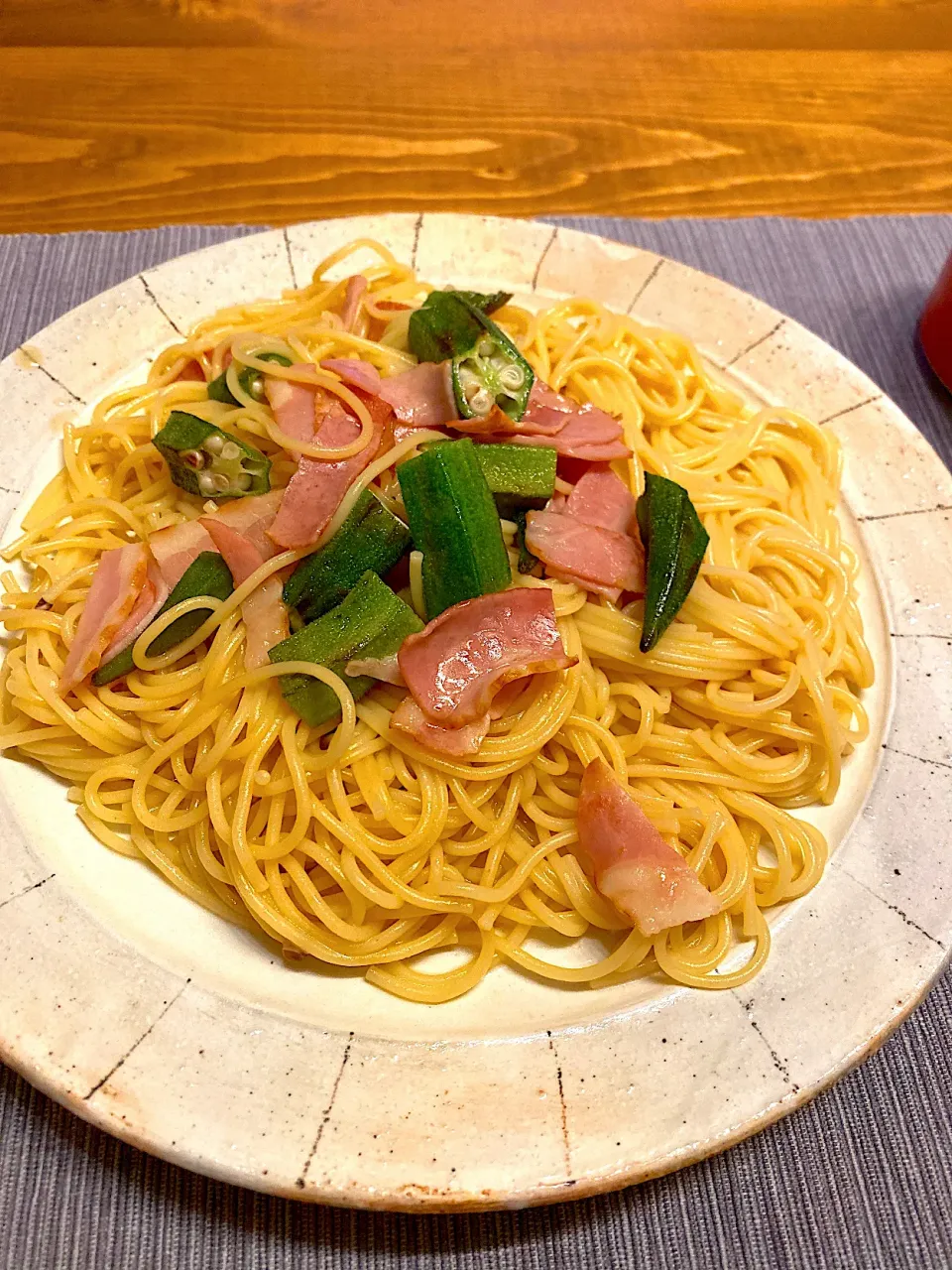 ベーコンとオクラのバター醤油パスタ|Chiさん