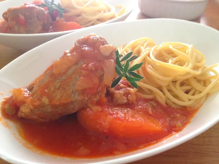 ✽豚肉と根菜のトマト煮込みパスタ🍝✽|＊抹茶＊さん