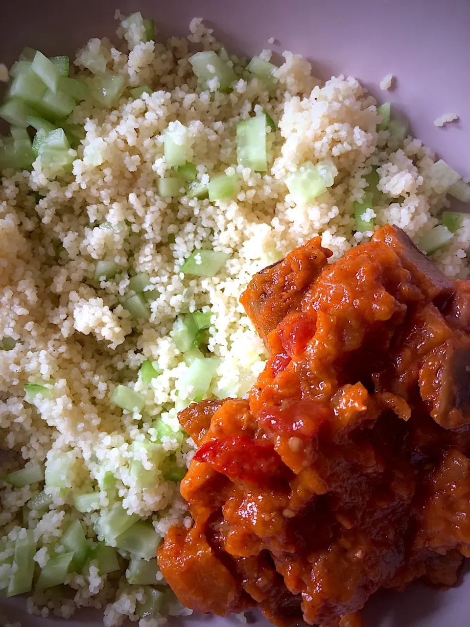 Eggplant ratatouille with couscous and cucumber|MissYumYumさん