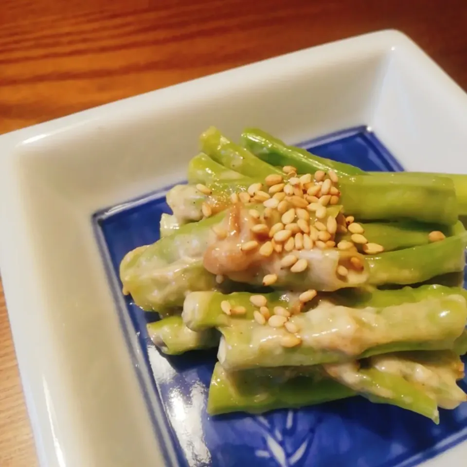 Snapdishの料理写真:十六ささげのごま和え|野菜が主食さん