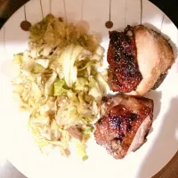 Snapdishの料理写真:Cabbage rice and chicken adobo ala ching|Radha Krishnaさん