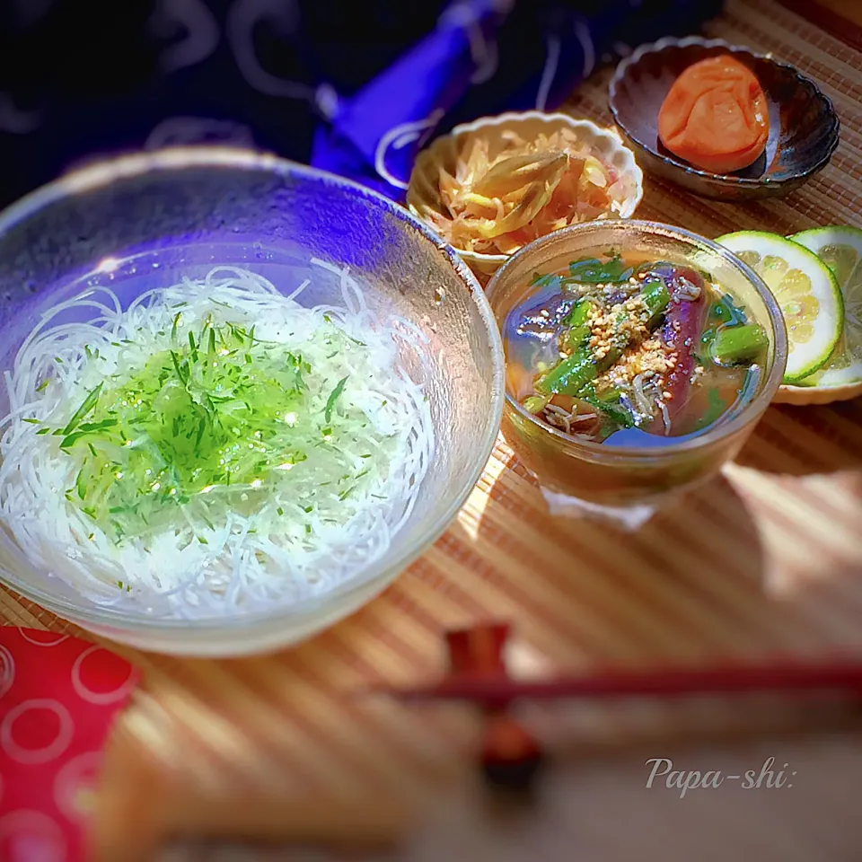 お昼は素麺にしました|パパ氏さん