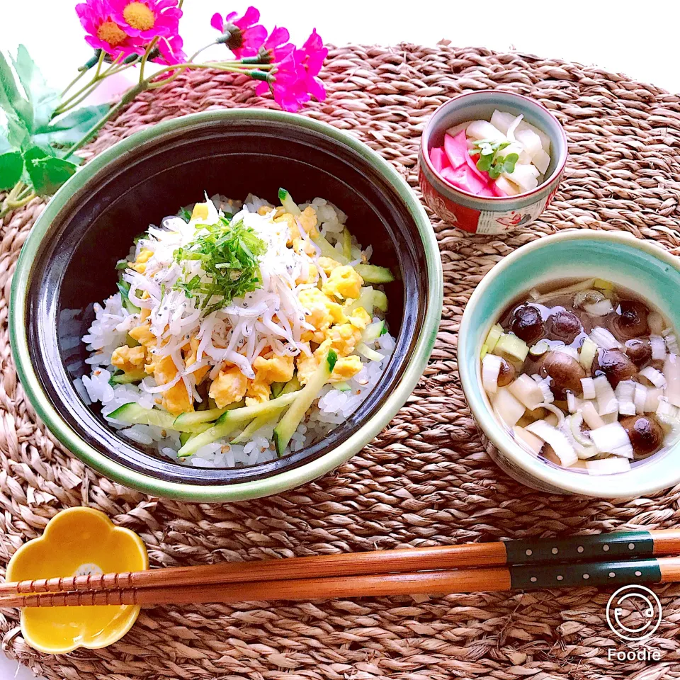 Snapdishの料理写真:日曜日の朝ご飯《釜揚げしらす丼》|ちゃべさん