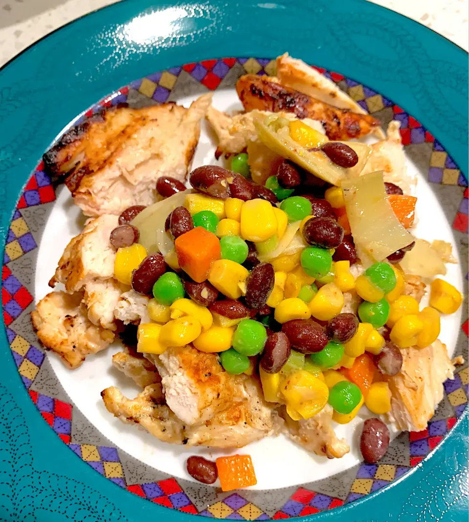 Grilled Chicken with black beans & corn salad😍 healthy & delish|🌺IAnneさん