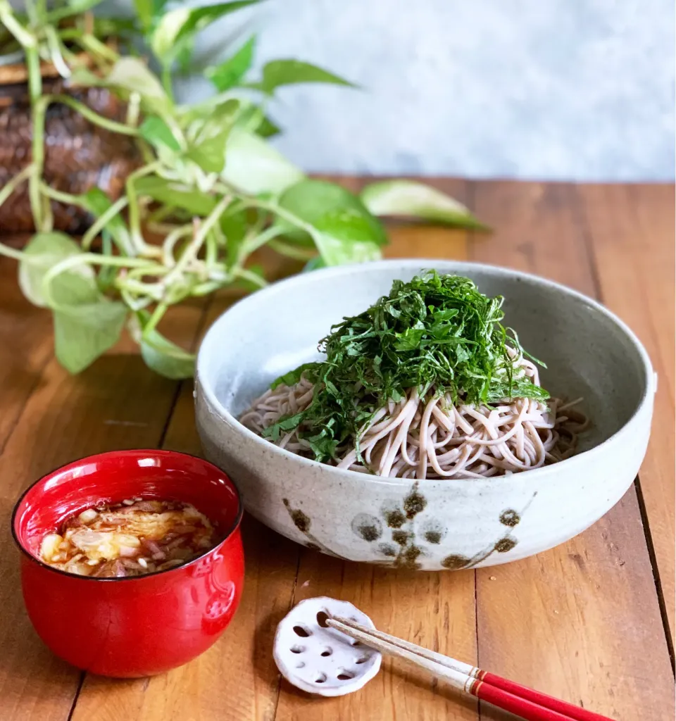 長芋と茗荷のつゆで十割蕎麦！|豆子さん