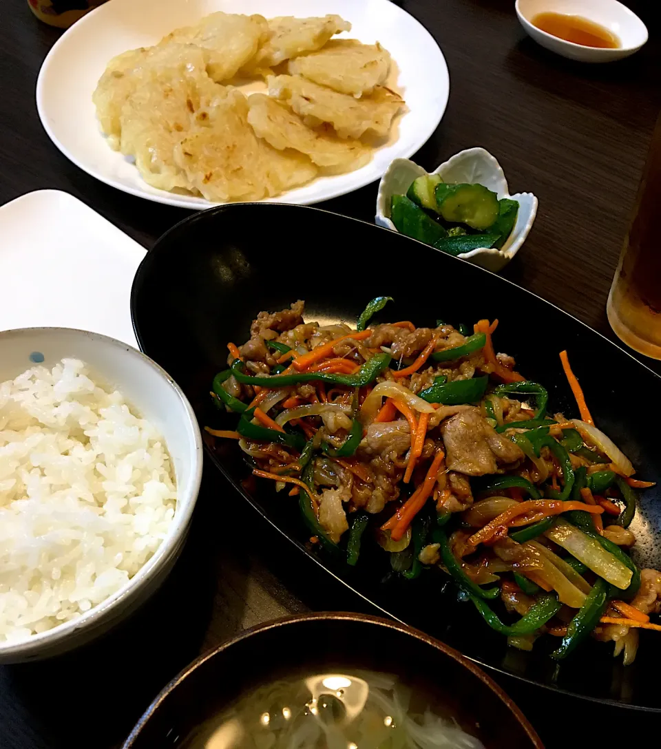 豚のにんにく醤油炒めの晩ご飯|mikaさん