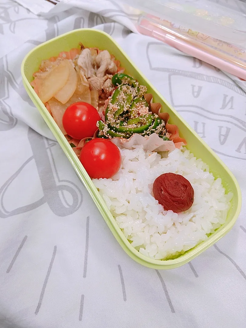 大根と豚肉の生姜焼き、タラコピーマン弁当|ゆっきーさん