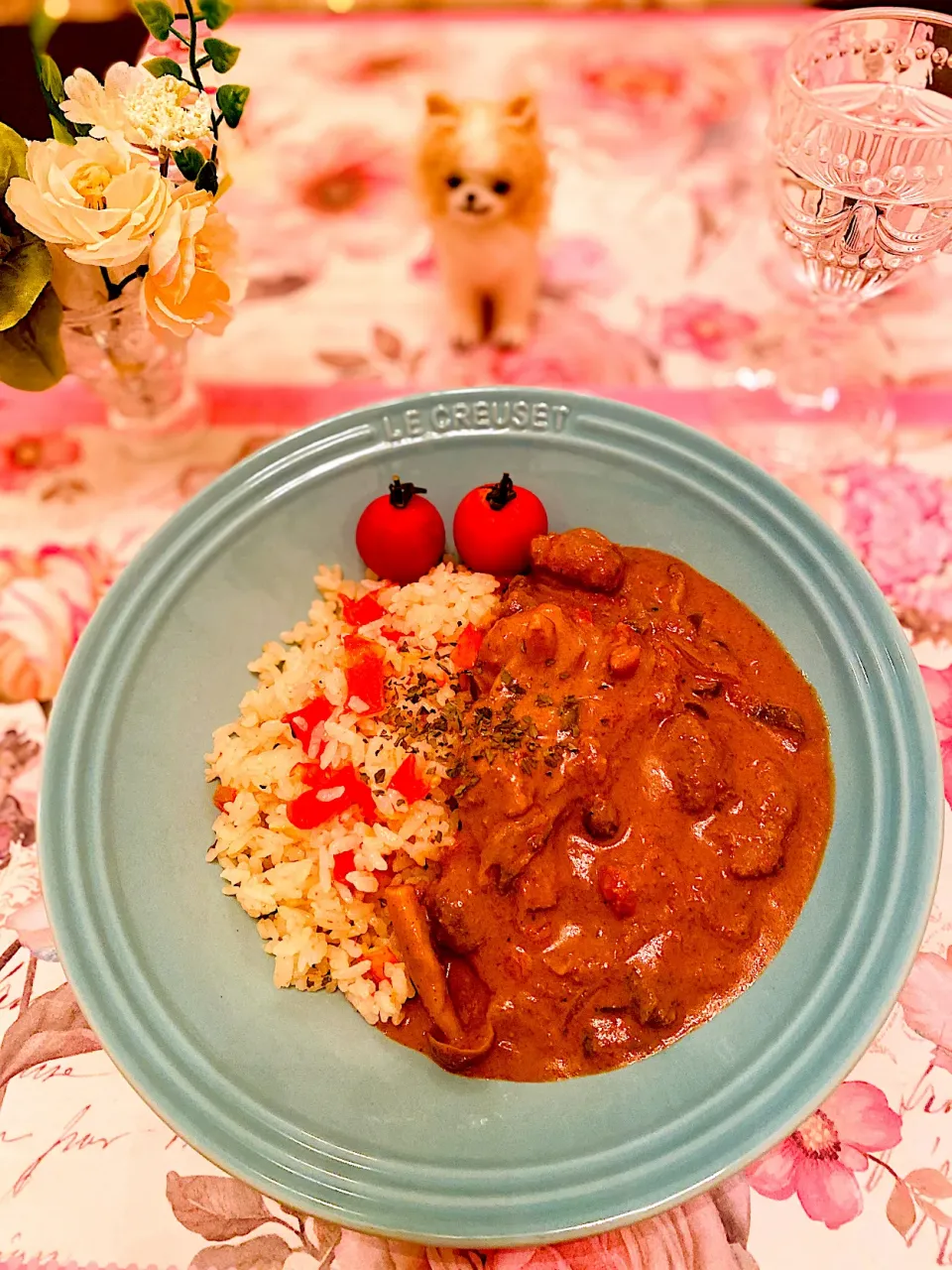 ココナッツミルク🥥カレー❣️トマト🍅&ハーブ🌿ライス添え|🐶dekochoro🐶さん