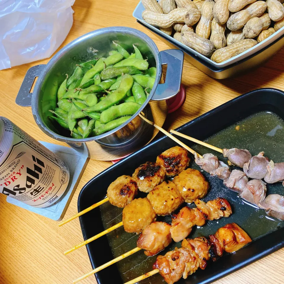 焼き鳥
枝豆
ゆで落花生|naoさん