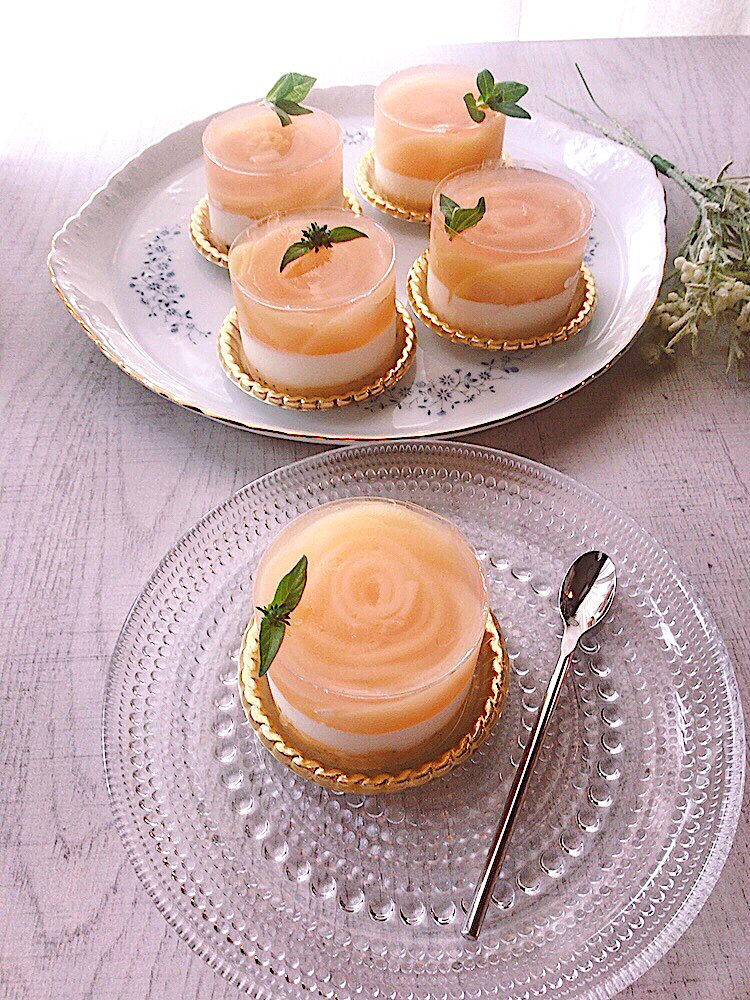 白桃の缶詰でピーチゼリーケーキ　#小さなケーキシリーズ
