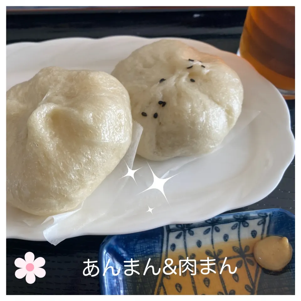 Snapdishの料理写真:フードプロフェッサーで皮作り　あんまん&肉まん❤️|いのっちさん