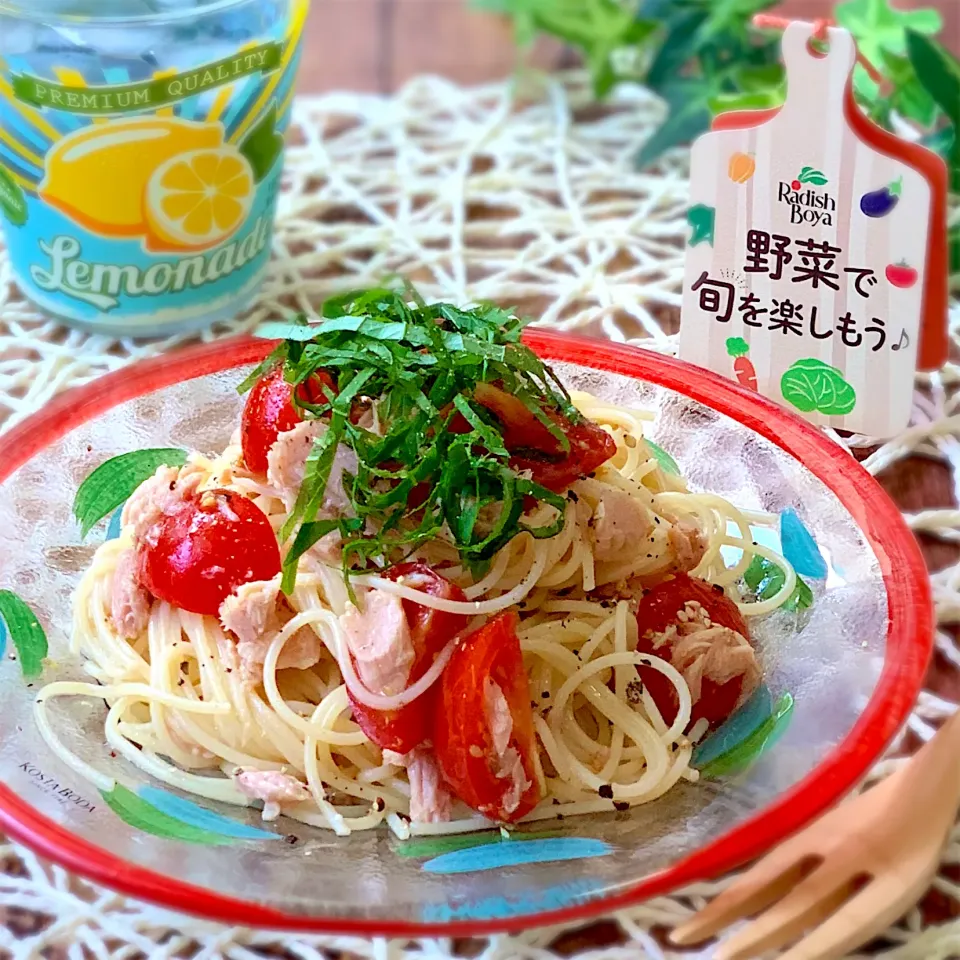 トマトとツナの和風冷製パスタ❥❥らでぃっしゅぼーや｢ぱれっと8種｣より|あゆさん