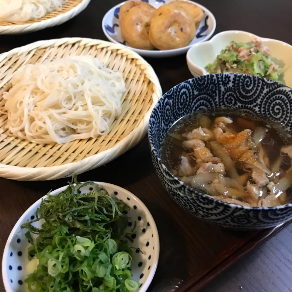 鶏ごぼうつけ汁素麺♪|いくさん