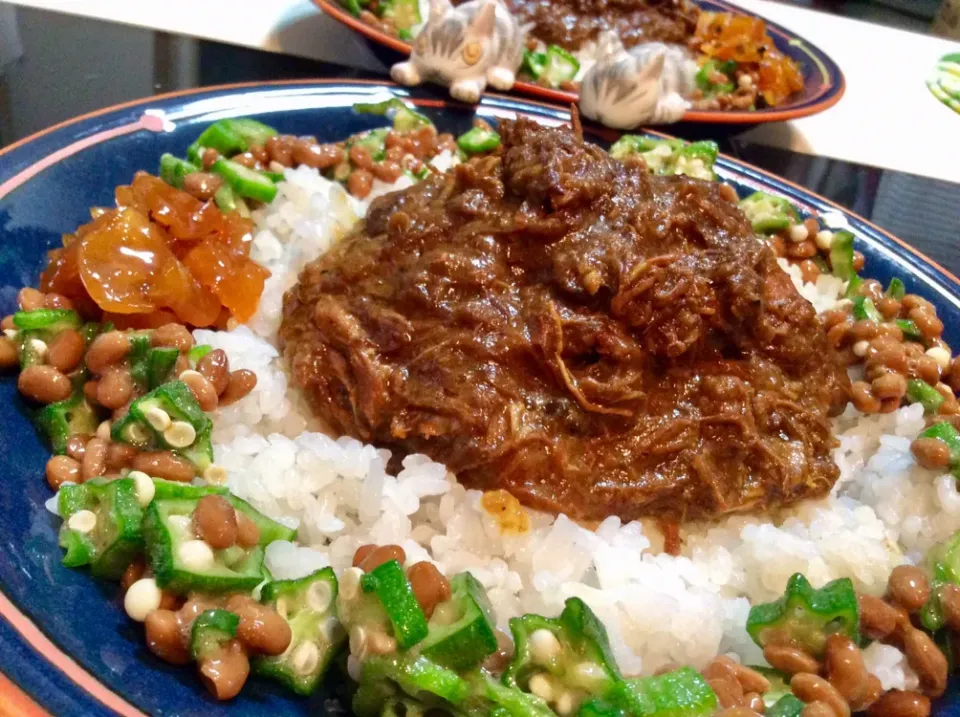 三日かけて作ったカレーを冷凍ストック           今日はネバネバ納豆オクラで^_^|Takeshi  Nagakiさん