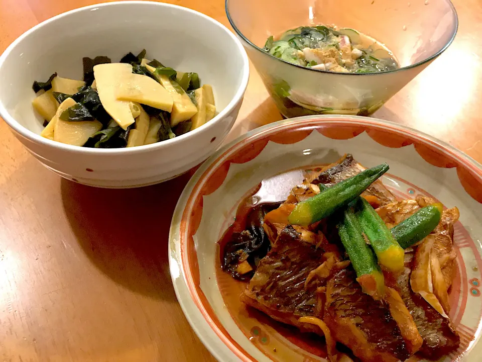 和食な夕飯！鯛の煮付け、イカの酢もみ、若竹煮！|Nawaさん