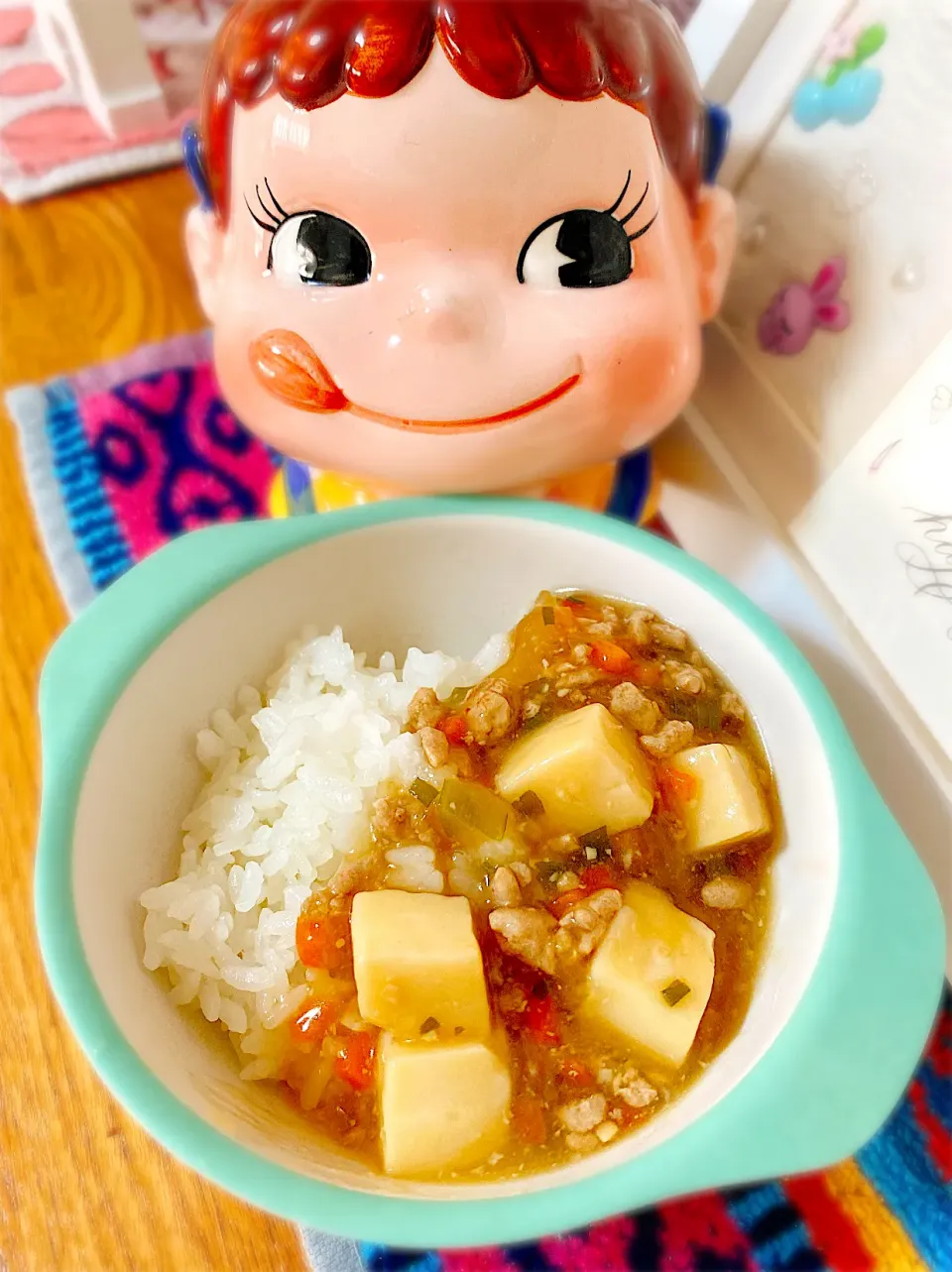 息子大好き麻婆餡で♡あっという間にぺろりんちょな麻婆豆腐丼。|ぽき。さん