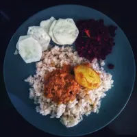 Eggcurry with rice,beetroot poriyal and papad|Jessyさん