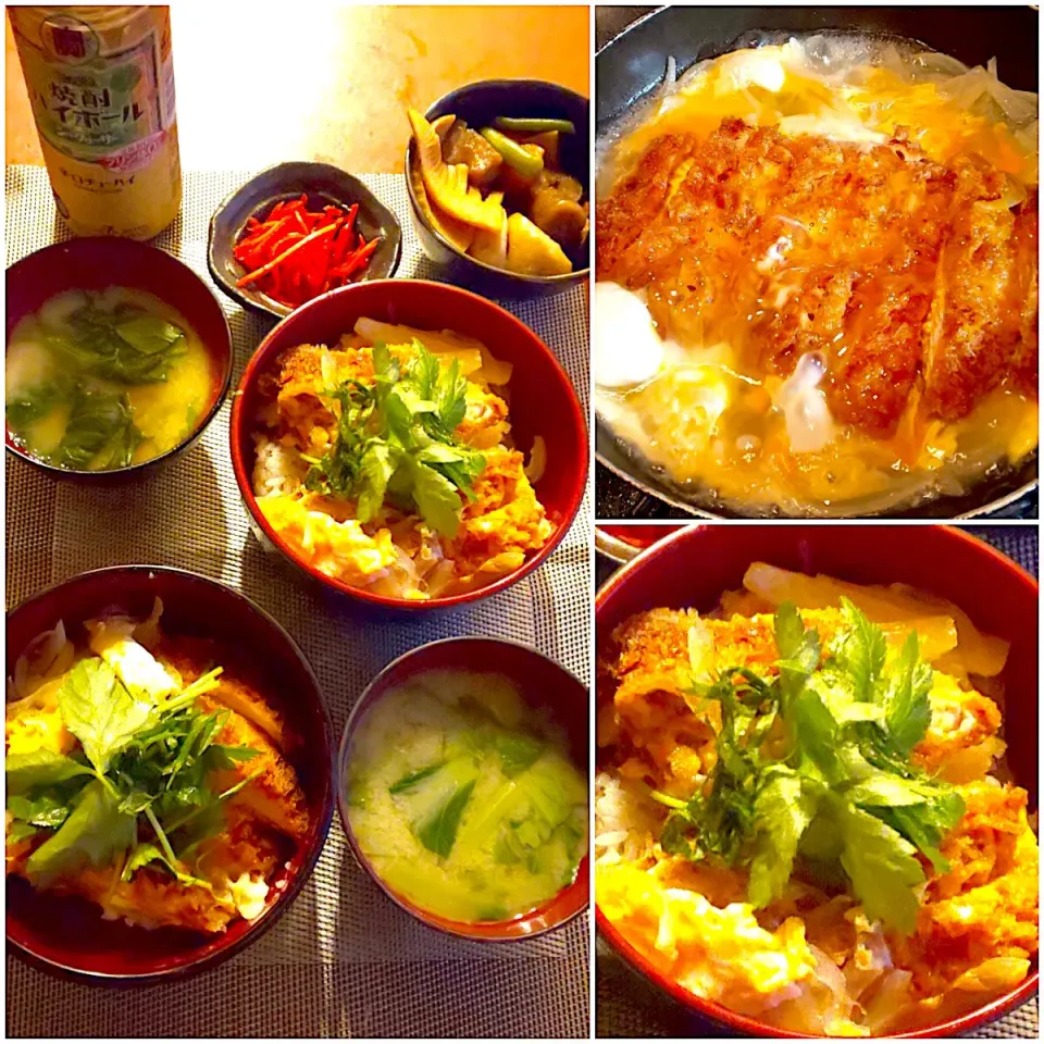 Today's dinner🍴筑前煮･ﾁｷﾝｶﾂ丼･小松菜のお味噌汁|🌈Ami🍻さん