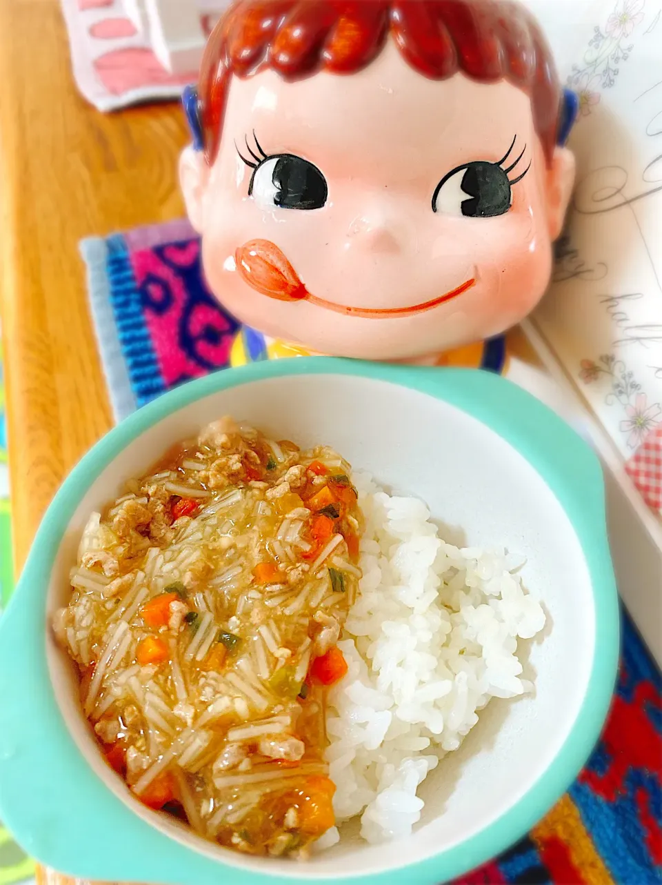 息子大好き麻婆餡で♡今日もあっという間にぺろりんちょな麻婆春雨丼。|ぽき。さん