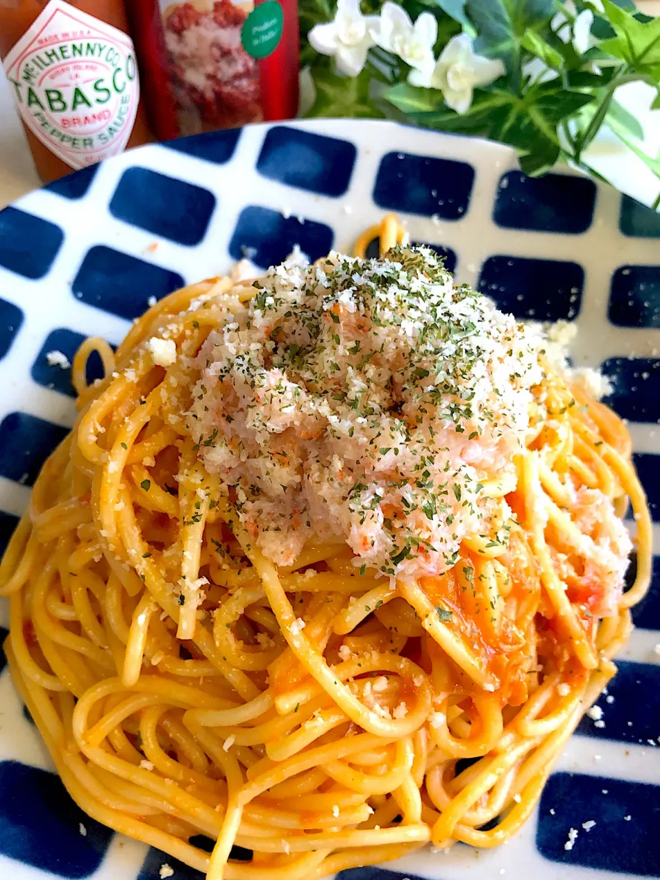 Snapdishの料理写真:本日のランチ😆贅沢蟹ましましクリームパスタ🍝|みゆきさん