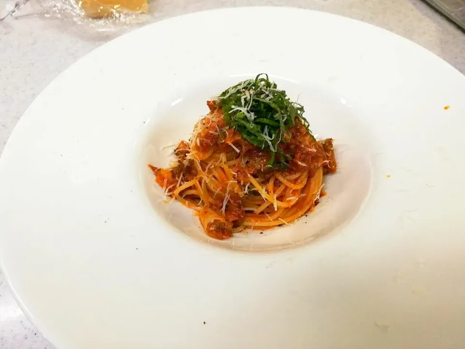 Snapdishの料理写真:サバ缶味噌味のトマトパスタ|マイケルの料理さん