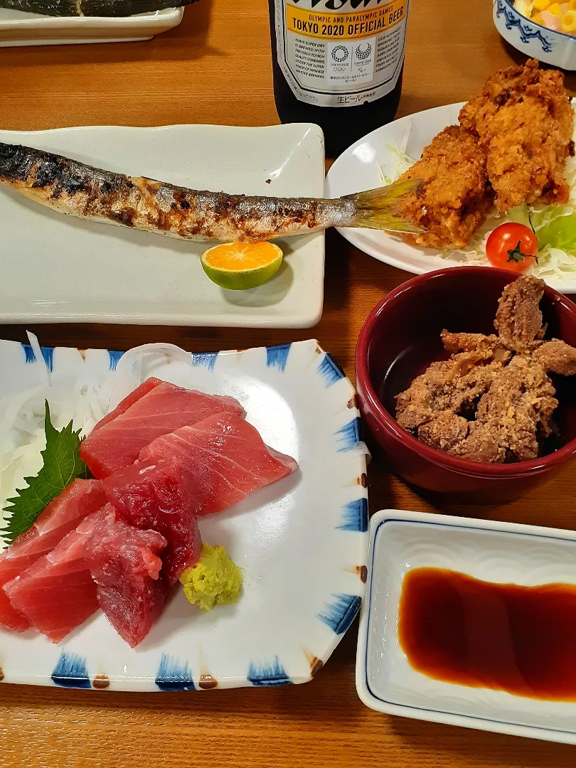 メバチマグロのお造り
まぐろカツ
まぐろの卵の煮付け
カマスの塩焼き
2020.8.22民宿にて夕食☺️|fumfumさん