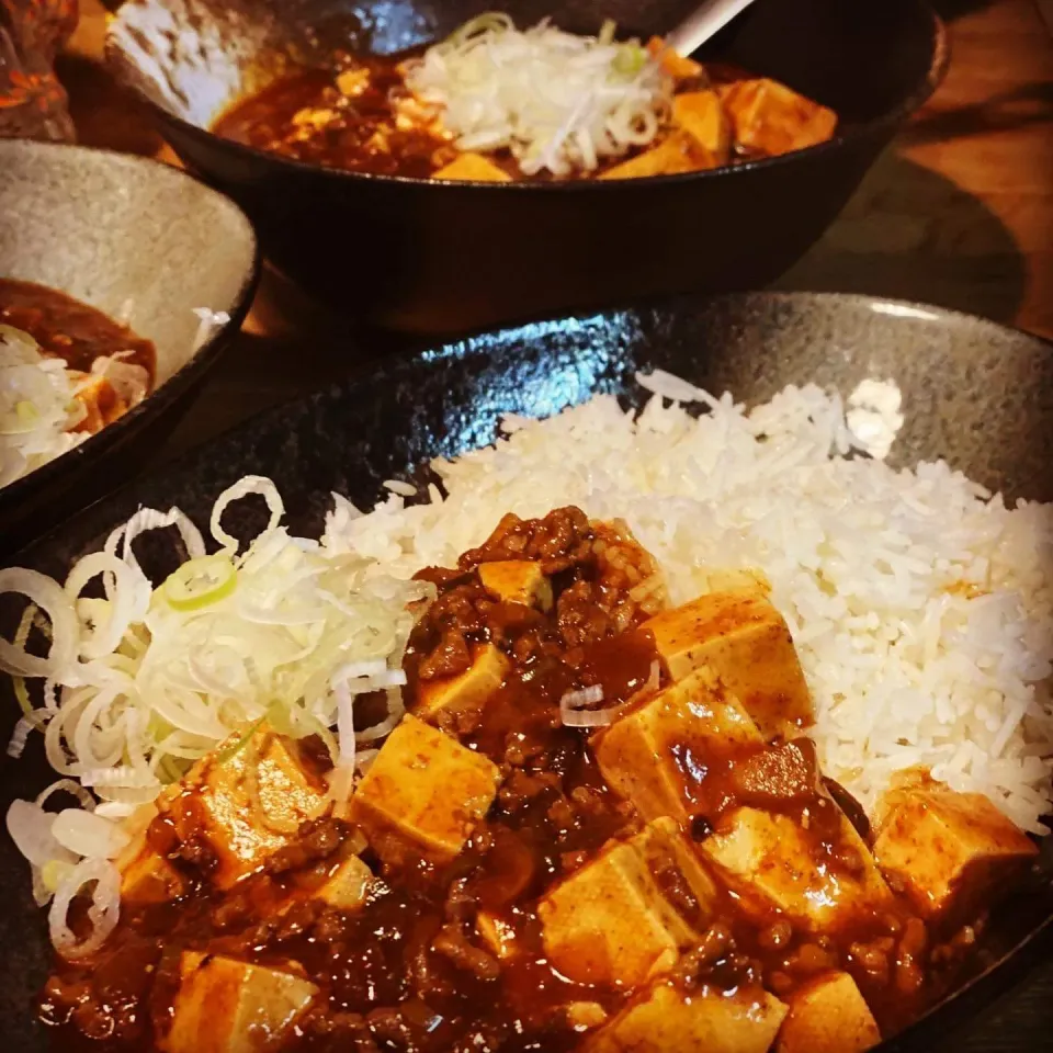 Japanese 麻婆豆腐 ( spicy Beef Mince with Tofu) and Basmati steamed rice #beef #mince #tofu #spicy #chefemanuel #homecooking|Emanuel Hayashiさん