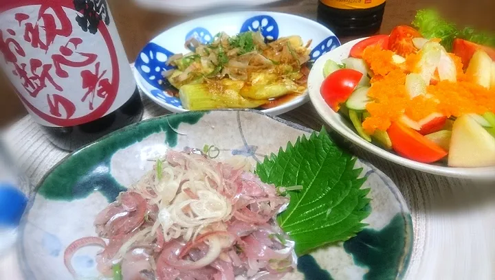 家飲み🏮

  ⭐ 焼きナス🍆
  ⭐あじ🐟たたき
  ⭐グリーンサラダ🥗|びせんさん