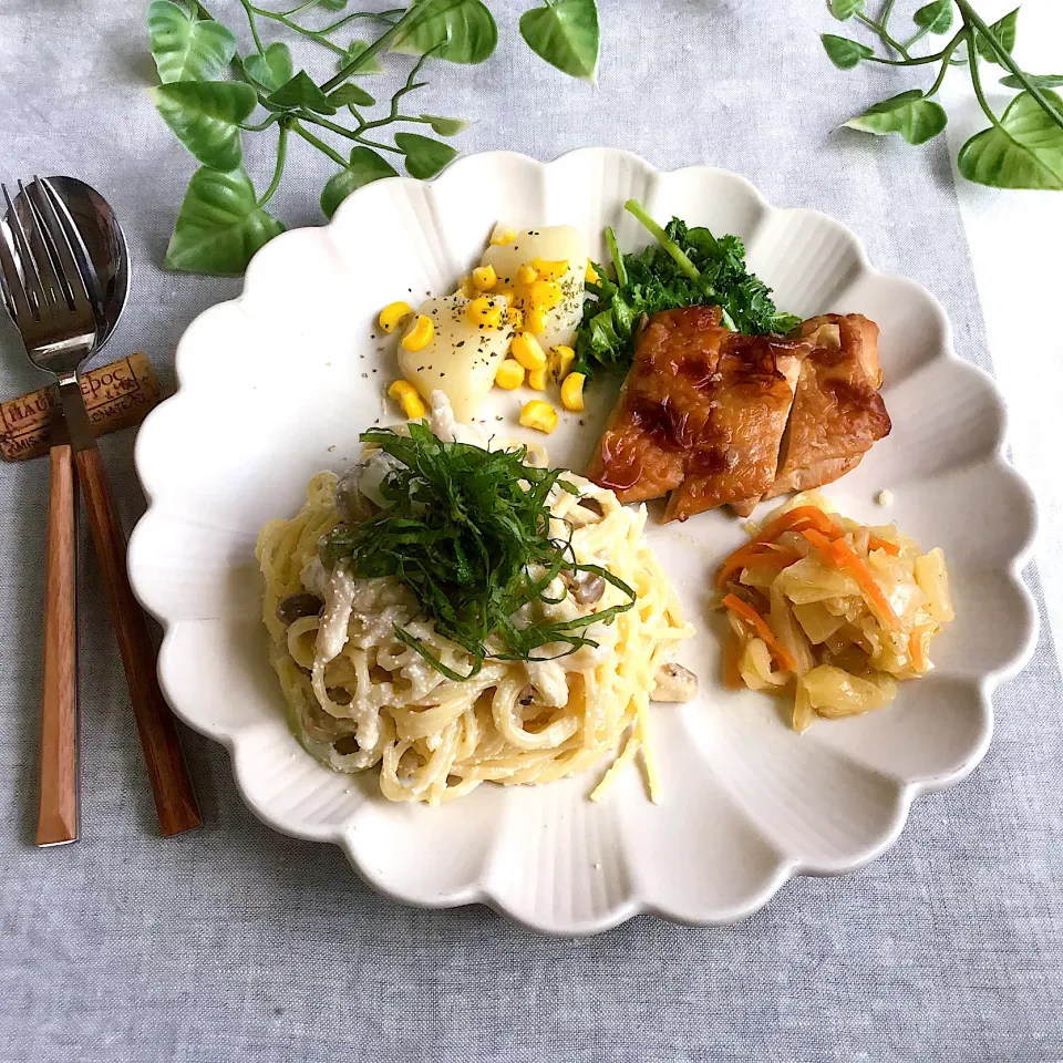 たらこクリームパスタのプレートランチ❤︎|夢ーテルさん