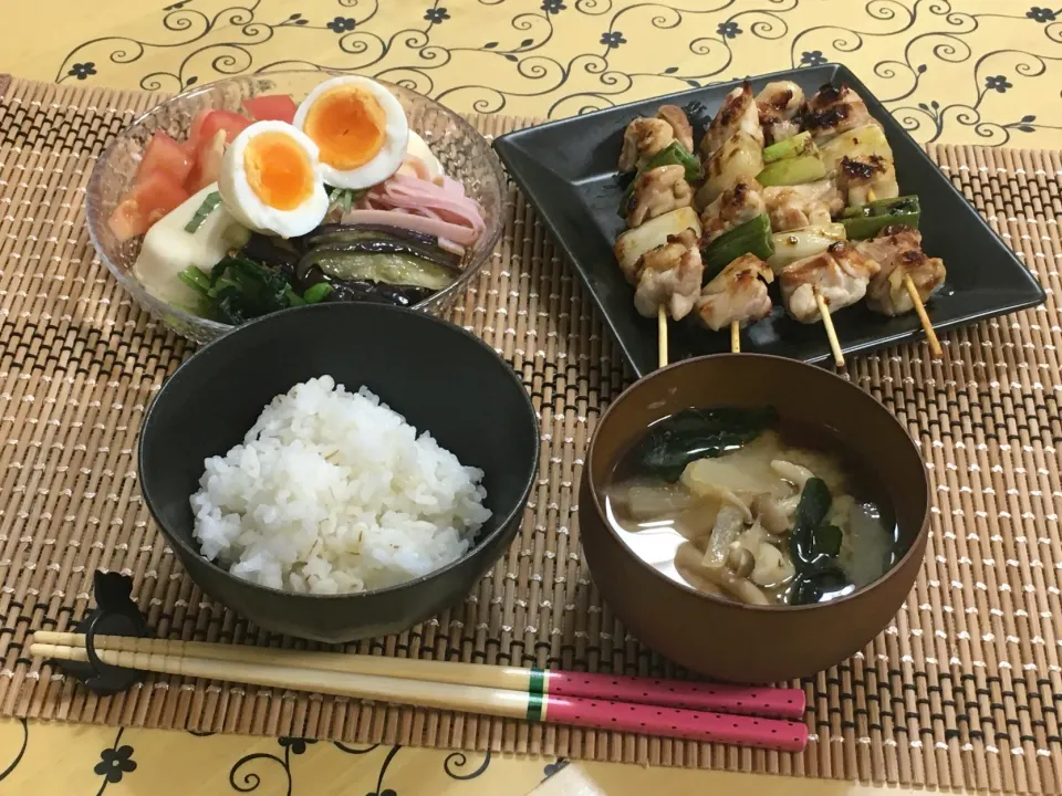 冷やし中華風奴と焼き鳥～夕飯|チムニーさん