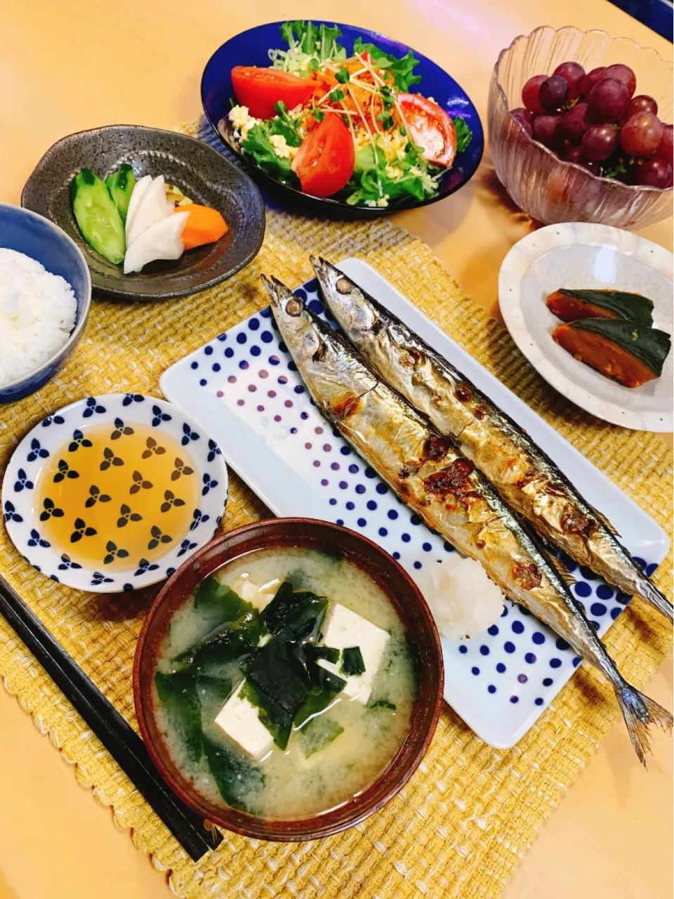 夫の夕食の記録　　秋刀魚塩焼きetc|はなさん