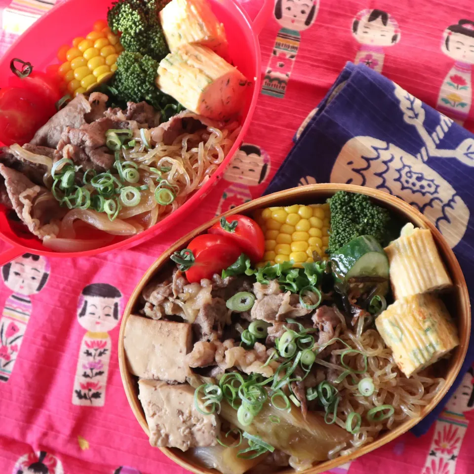 中学生男子年子弁当🍱すき焼きのっけ弁🥘|なかじー。さん