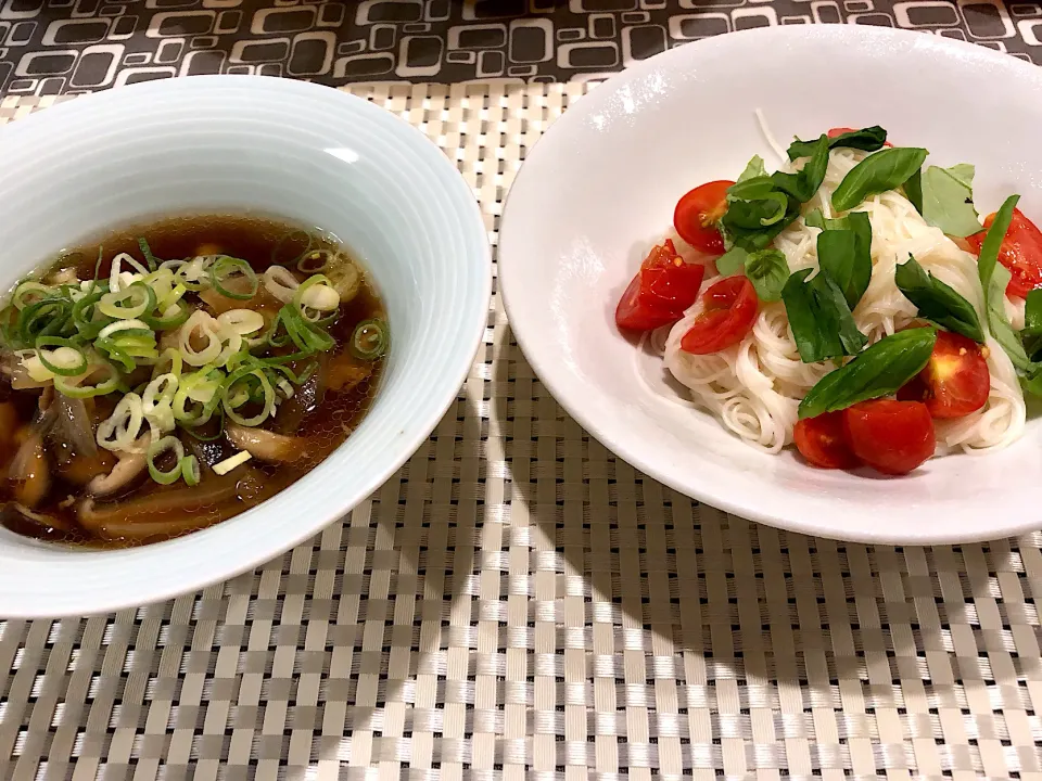 イタリアン素麺と豚バラキノコの温素麺の2種|amiさん