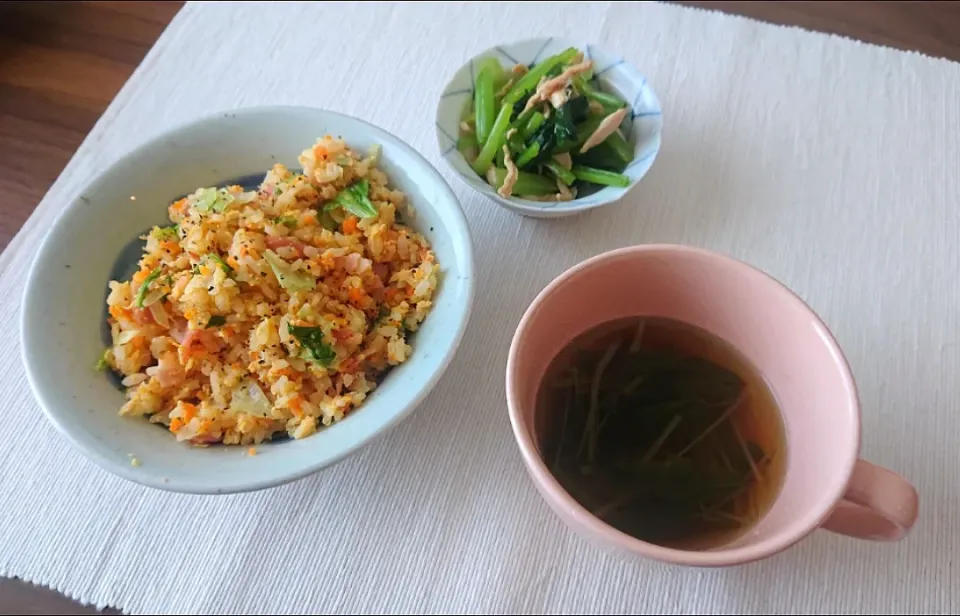 レタスチャーハン
小松菜とささみのごま油和え
水菜のお清まし|oneiさん