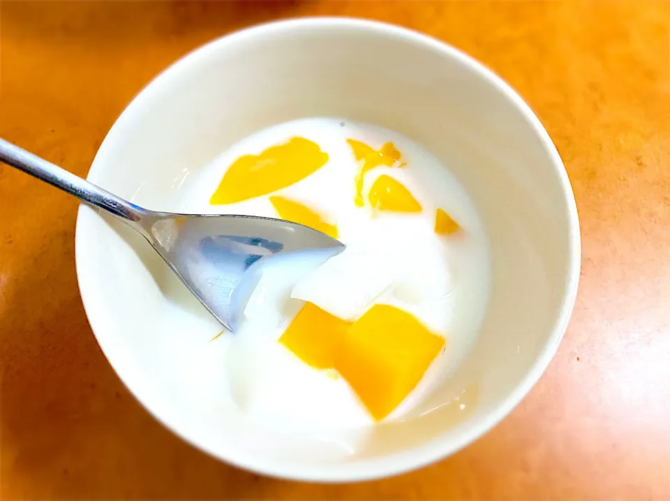 Mango and vanilla pudding with milk, delicious|MI 「いどりす」さん