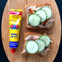 Snapdishの料理写真:Mackerel, mayo and harissa open sandwich|Liesbeth Maliepaardさん