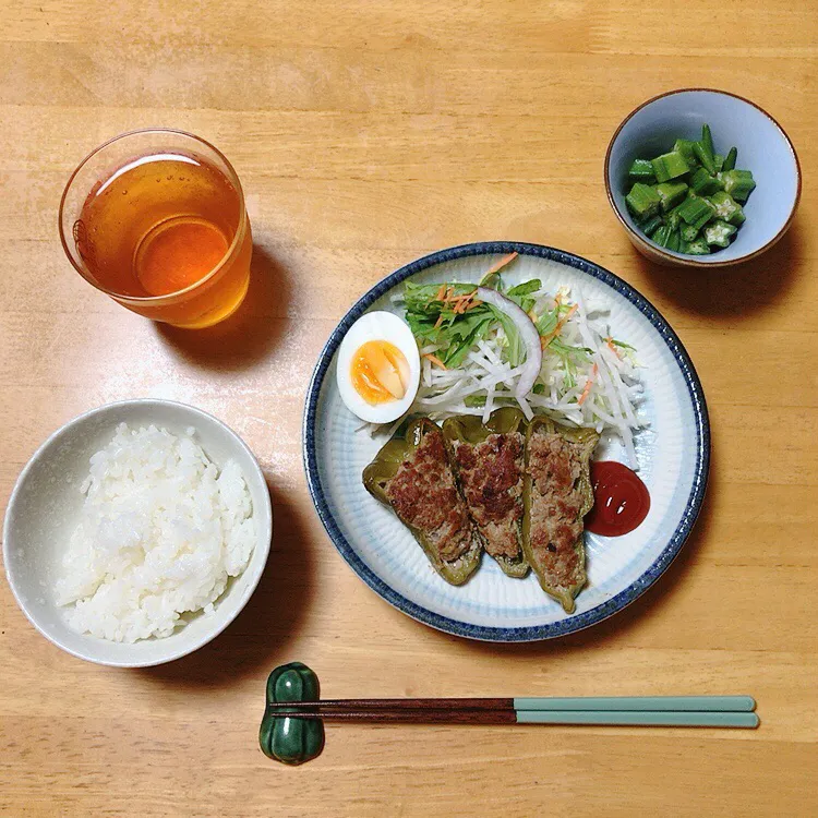 ぴーまんの肉詰め🥢|ちゃみこさん