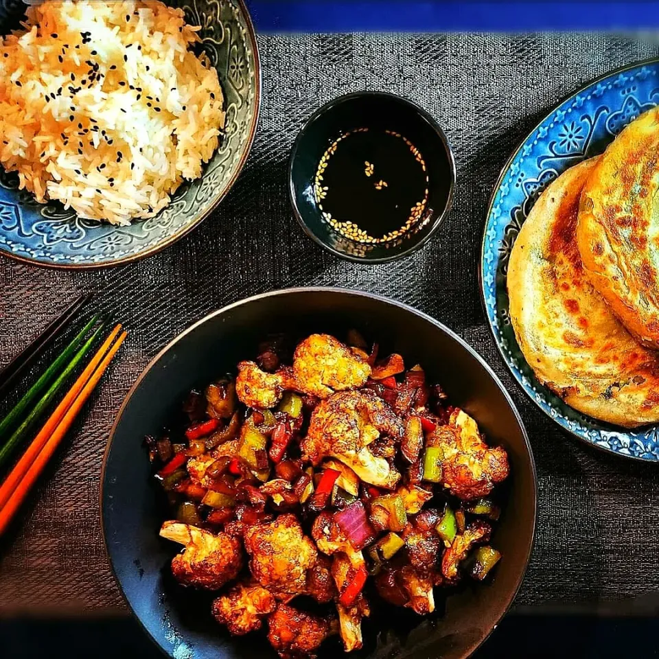 Kung Pao Cauliflower and Scallion Pancake|Jbunny Caféさん