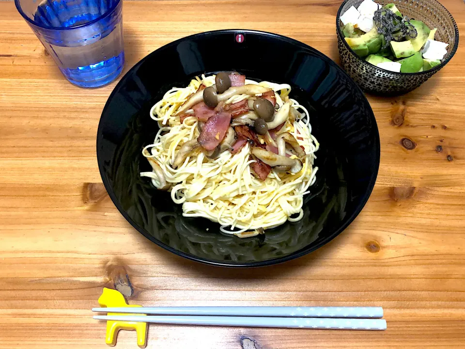 きのことベーコンのカルボナーラそうめん|saknさん