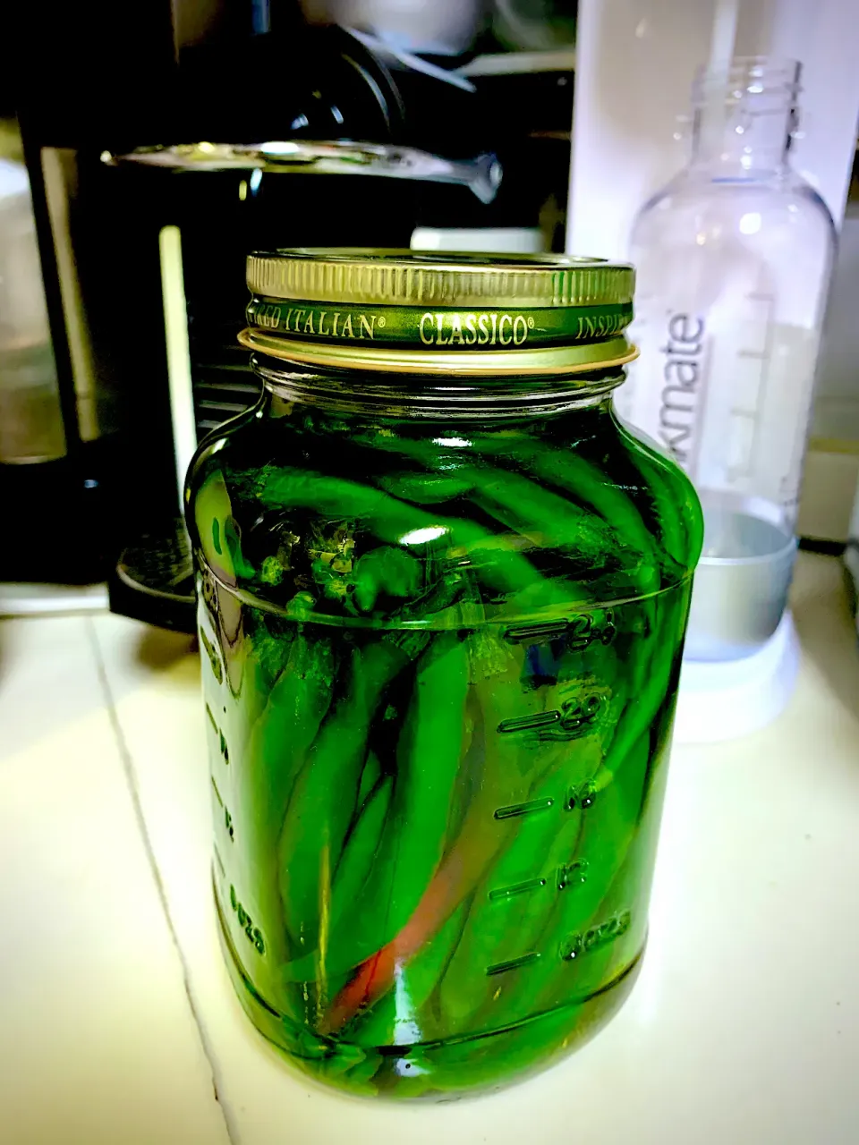 pickled green hot chili peppers|gonbenさん